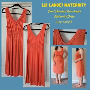 Liz Lange Maternity, Coral Knit Detail Dress, Maternity size Small